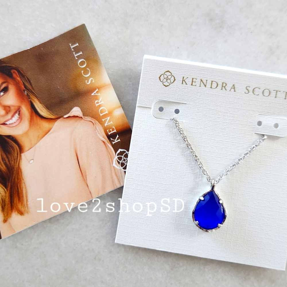 KENDRA SCOTT KIRI COBALT Blue Cat's Eye Rhodium Silver NECKLACE NWT RARE VTG